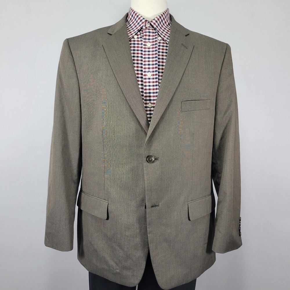 Haggar Suit Up System Men's Sport Coat Blazer Two Button Brown Poly Viscose 46R